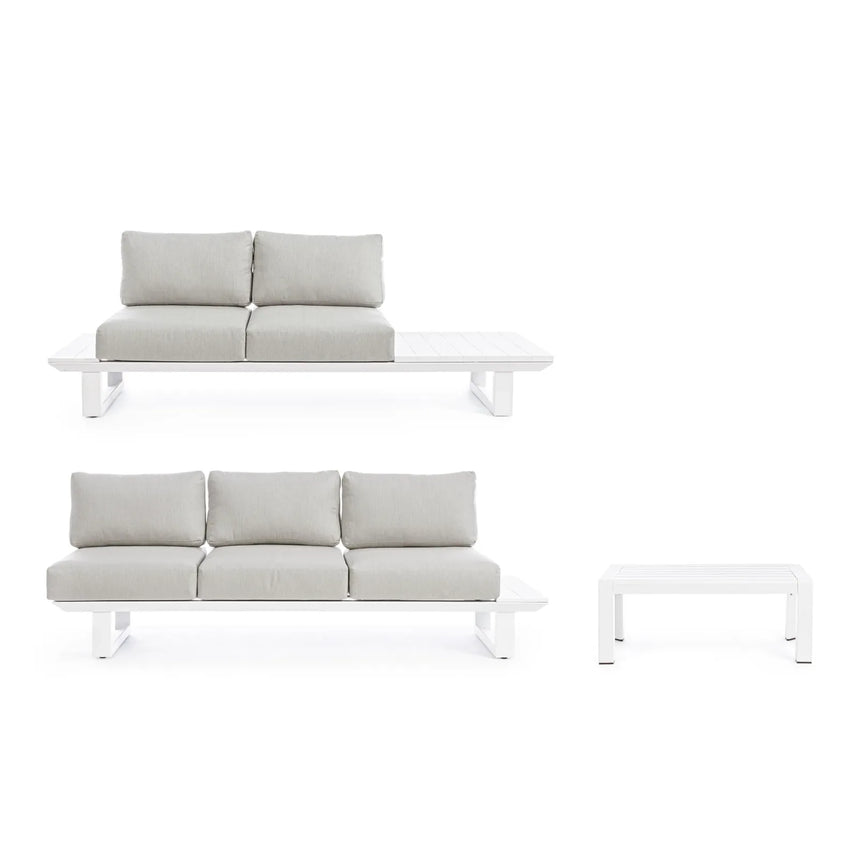 Gartenlounge Eck-Sitzgruppe mit Kissen Weiß CX21 Konnor - ZEN ZONE Furniture