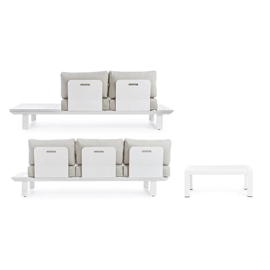 Gartenlounge Eck-Sitzgruppe mit Kissen Weiß CX21 Konnor - ZEN ZONE Furniture