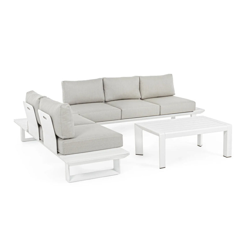 Gartenlounge Eck-Sitzgruppe mit Kissen Weiß CX21 Konnor - ZEN ZONE Furniture