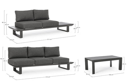 Gartenlounge Eck-Sitzgruppe mit Kissen Anthrazit CX23 Konnor - ZEN ZONE Furniture