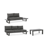 Gartenlounge Eck-Sitzgruppe mit Kissen Anthrazit CX23 Konnor