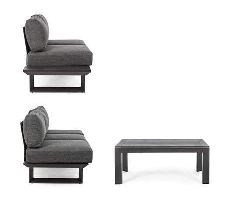 Gartenlounge Eck-Sitzgruppe mit Kissen Anthrazit CX23 Konnor - ZEN ZONE Furniture