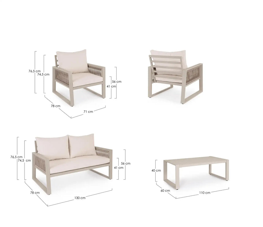 Outdoor 4er Lounge Set Captiva Peyote - ZEN ZONE Furniture