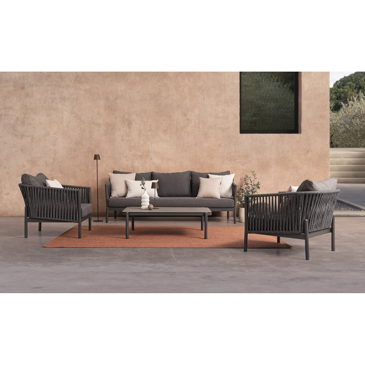 Garten-Sofa 3-Sitzer mit Kissen Florencia Anthrazit WG21 - ZEN ZONE Furniture