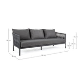 Garten-Sofa 3-Sitzer mit Kissen Florencia Anthrazit WG21 - ZEN ZONE Furniture