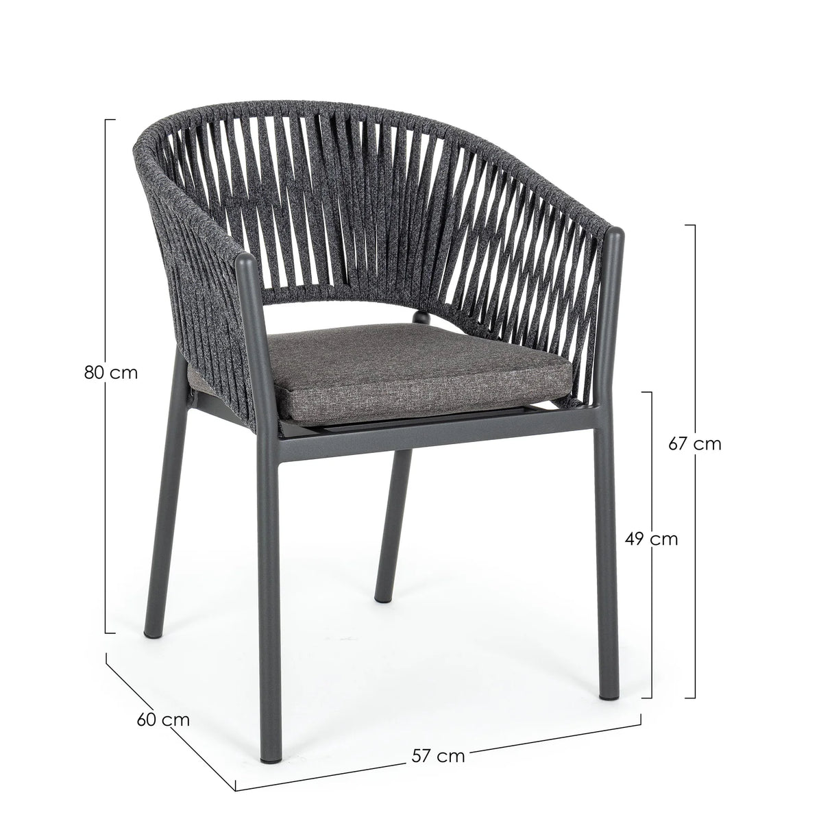 Gartenstuhl mit Armlehne und Kissen Florencia Anthrazit - ZEN ZONE Furniture