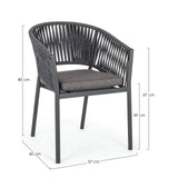 Gartenstuhl mit Armlehne und Kissen Florencia Anthrazit - ZEN ZONE Furniture