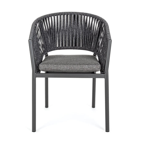 Gartenstuhl mit Armlehne und Kissen Florencia Anthrazit - ZEN ZONE Furniture