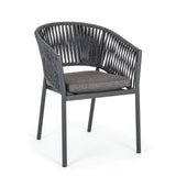 Gartenstuhl mit Armlehne und Kissen Florencia Anthrazit - ZEN ZONE Furniture