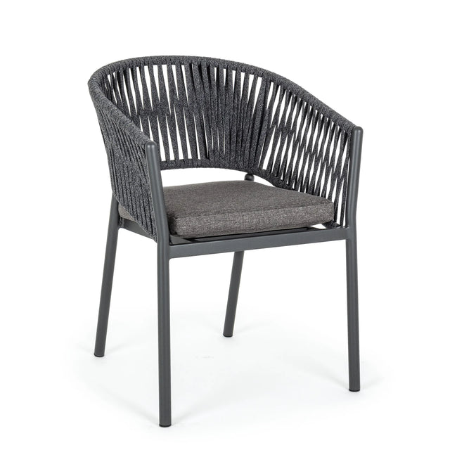 Gartenstuhl mit Armlehne und Kissen Florencia Anthrazit - ZEN ZONE Furniture