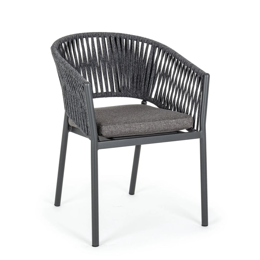 Gartenstuhl mit Armlehne und Kissen Florencia Anthrazit - ZEN ZONE Furniture