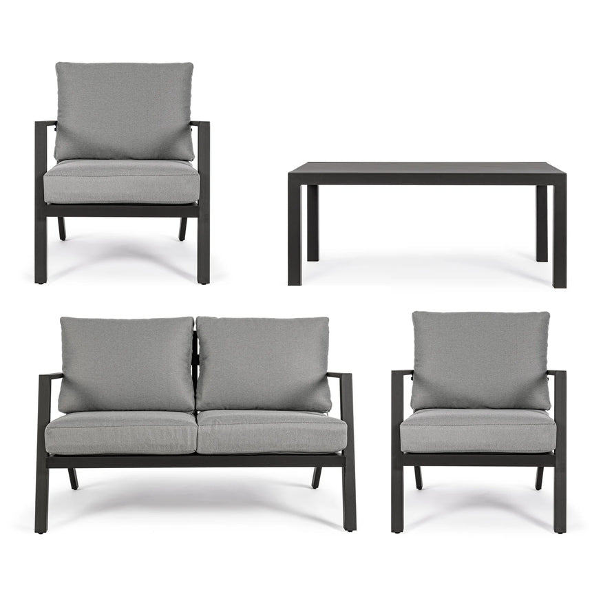 Gartenlounge Set 4er Set Harley mit Kissen Anthrazit YK13 - ZEN ZONE Furniture