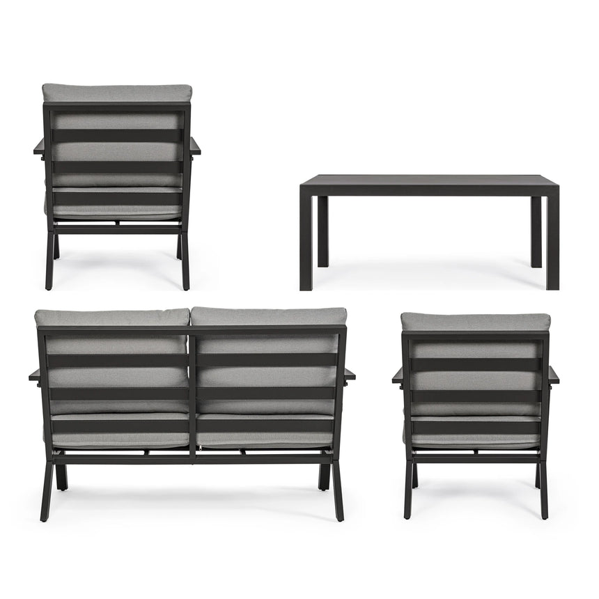 Gartenlounge Set 4er Set Harley mit Kissen Anthrazit YK13 - ZEN ZONE Furniture