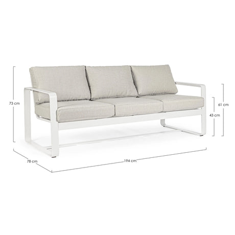 Garten-Sofa 3-Sitzer mit Kissen Merrigan Weiß YK11 - ZEN ZONE Furniture
