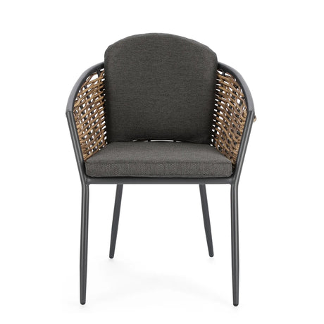 Gartenstuhl mit Armlehne und Kissen Maribela Anthrazit YK13 - ZEN ZONE Furniture