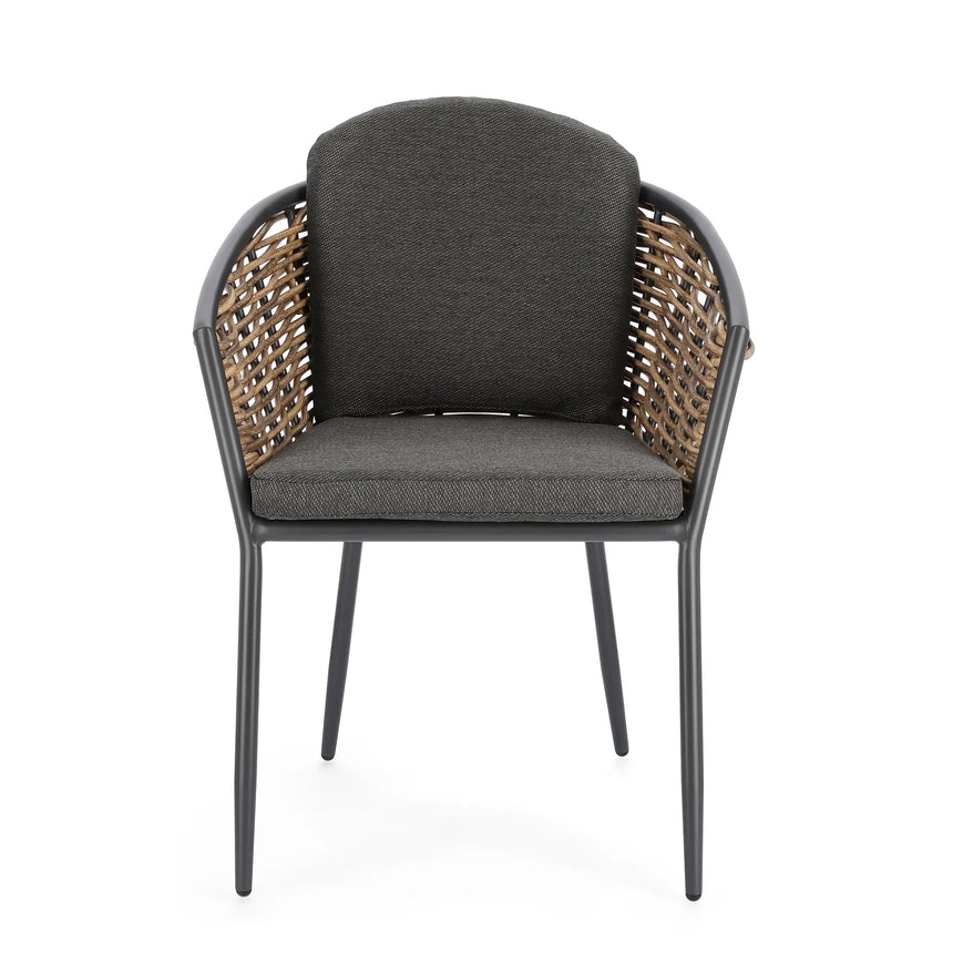 Gartenstuhl mit Armlehne und Kissen Maribela Anthrazit YK13 - ZEN ZONE Furniture