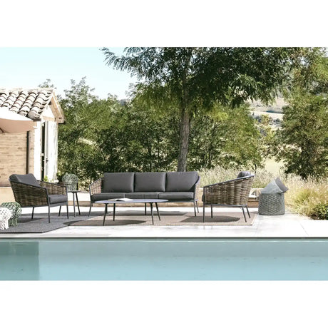 Gartenlounge Set 3er Set Maribela Anthrazit mit Kissen YK13 - ZEN ZONE Furniture