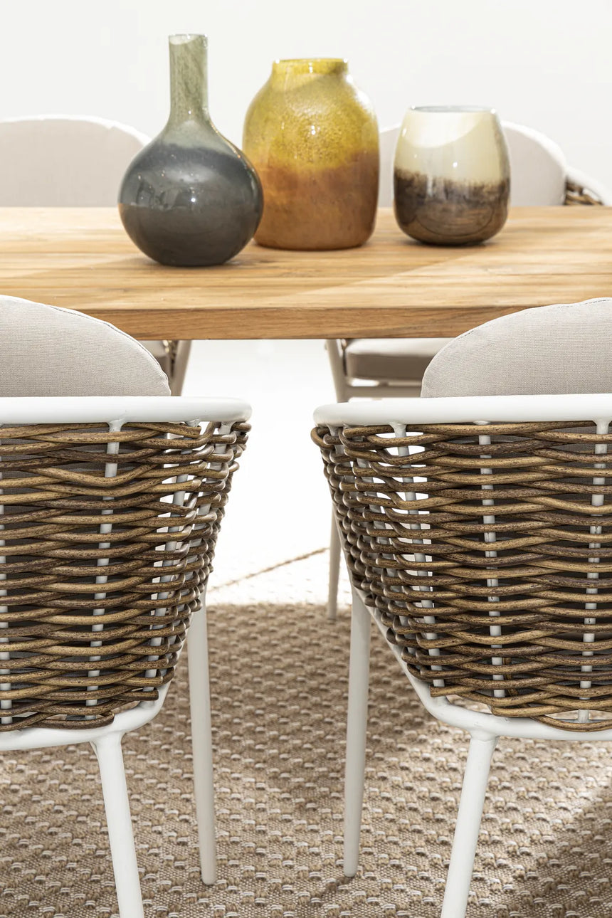 Gartenstuhl mit Armlehne und Kissen Maribela Weiß YK13 - ZEN ZONE Furniture