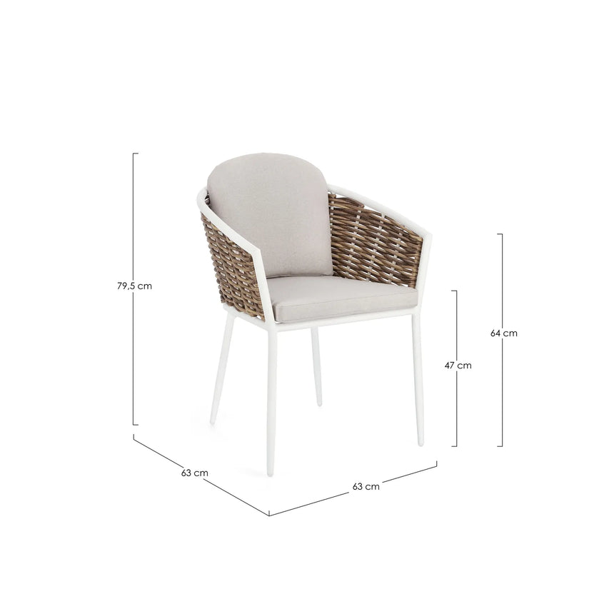 Gartenstuhl mit Armlehne und Kissen Maribela Weiß YK13 - ZEN ZONE Furniture