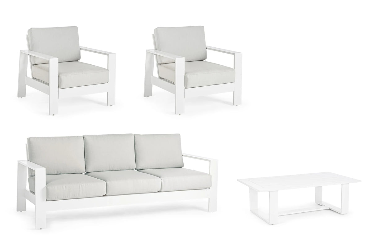 Gartenlounge Set 4er Set Baltic mit Kissen Weiß YK11 - ZEN ZONE Furniture