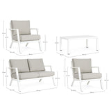Gartenlounge Set 4er Set Harlem mit Kissen Weiß YK11 - ZEN ZONE Furniture