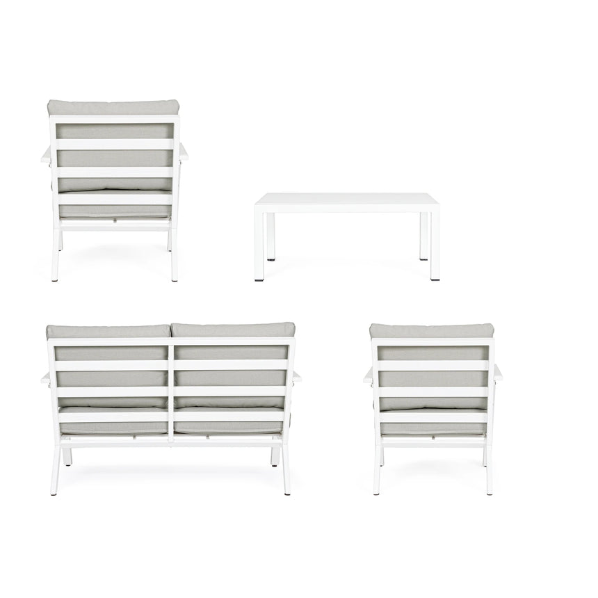 Gartenlounge Set 4er Set Harlem mit Kissen Weiß YK11 - ZEN ZONE Furniture