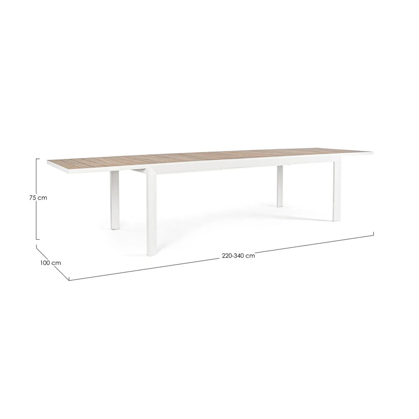 Gartentisch ausziehbar 220-340x100 Weiß YK11 Belmar - ZEN ZONE Furniture