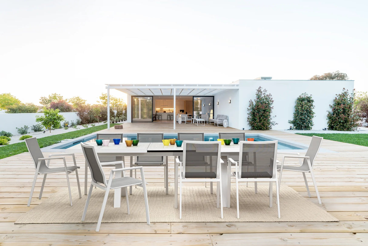 Gartentisch ausziehbar 205-265x103 Weiß JX11 Krion - ZEN ZONE Furniture