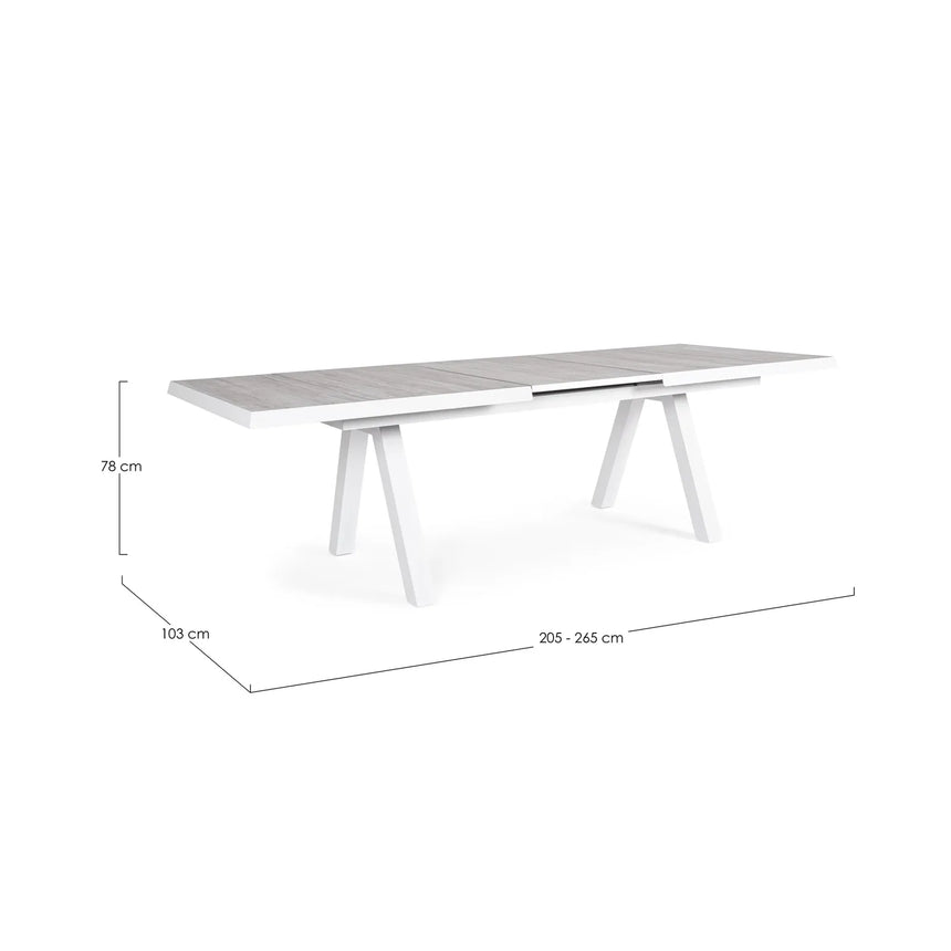 Gartentisch ausziehbar 205-265x103 Weiß JX11 Krion - ZEN ZONE Furniture