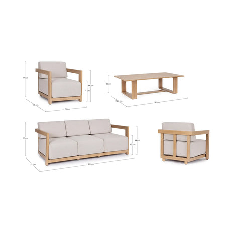 Gartenlounge Set 4er Set Theseus Natur - ZEN ZONE Furniture