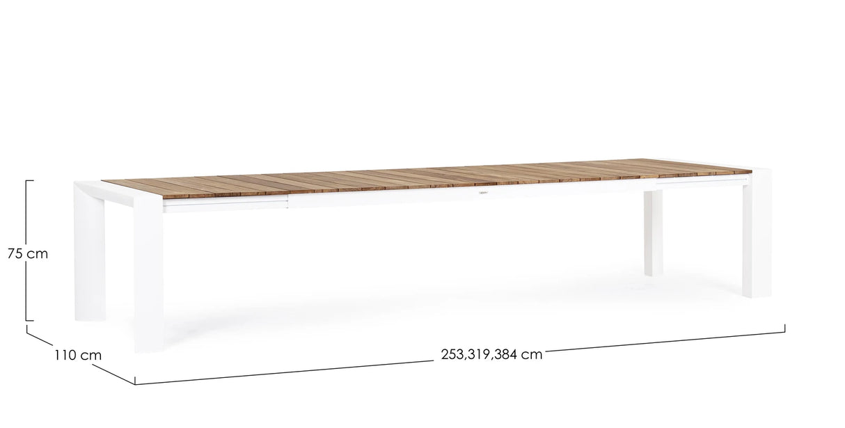 Gartentisch ausziehbar 253/319/384x110 Weiß GK50 Cameron - ZEN ZONE Furniture