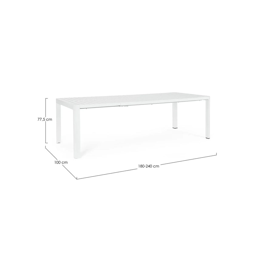 Gartentisch ausziehbar 180-240x100 Weiß CX21 Kiplin - ZEN ZONE Furniture
