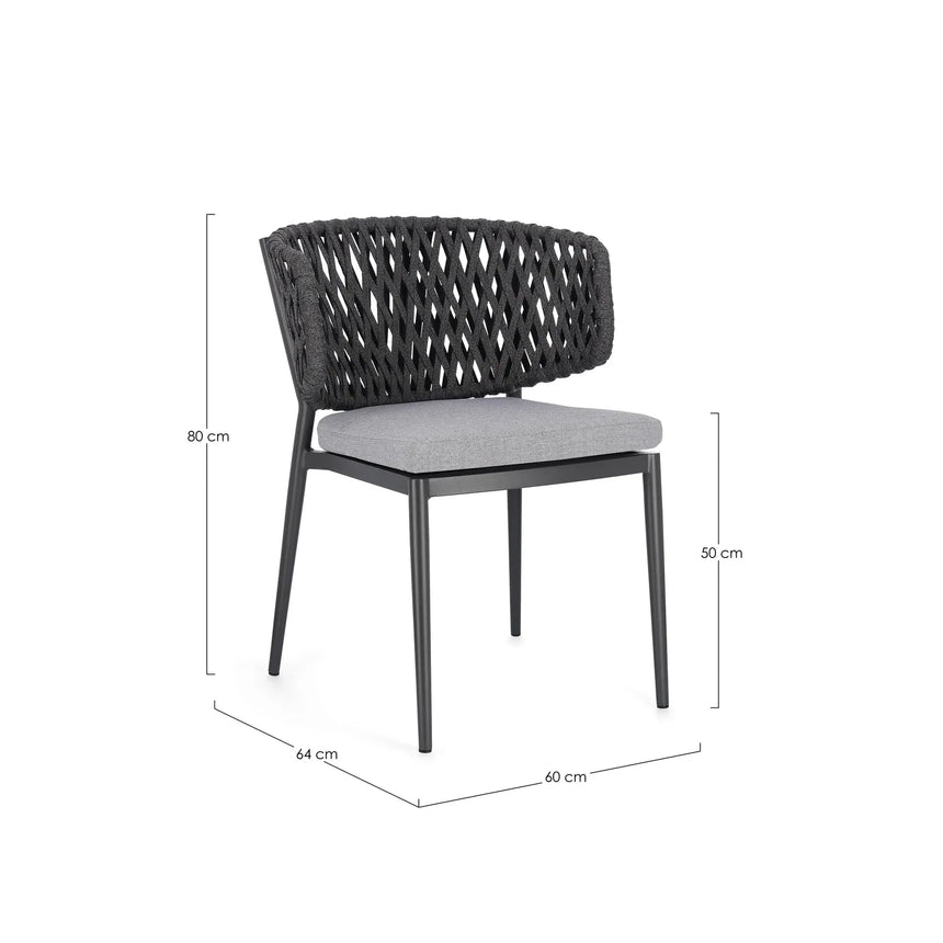Gartenstuhl mit Kissen Noelia Anthrazit WG21 - ZEN ZONE Furniture