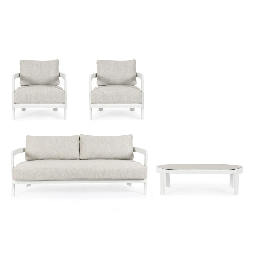 Gartenlounge Set 4er mit Kissen Presley Weiß WG20 - ZEN ZONE Furniture