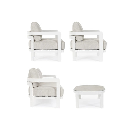 Gartenlounge Set 4er mit Kissen Presley Weiß WG20 - ZEN ZONE Furniture