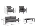 Gartenlounge Set 4er mit Kissen Presley Anthrazit WG21 - ZEN ZONE Furniture