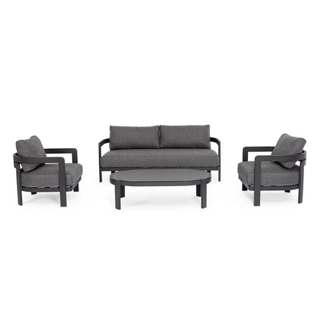 Gartenlounge Set 4er mit Kissen Presley Anthrazit WG21 - ZEN ZONE Furniture