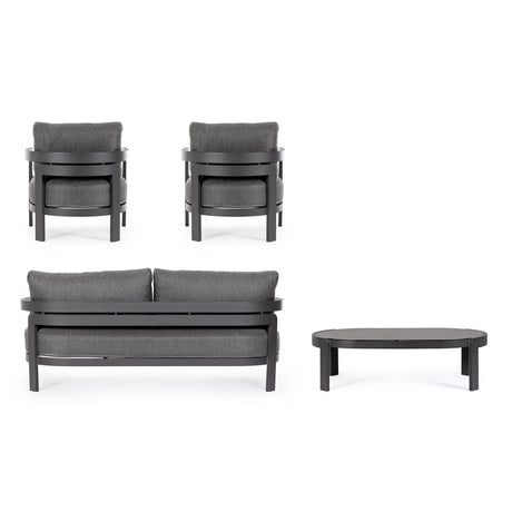 Gartenlounge Set 4er mit Kissen Presley Anthrazit WG21 - ZEN ZONE Furniture