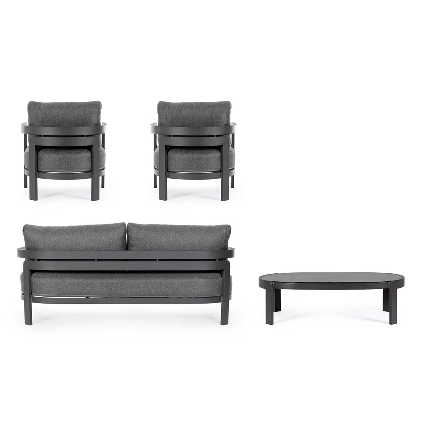 Gartenlounge Set 4er mit Kissen Presley Anthrazit WG21 - ZEN ZONE Furniture