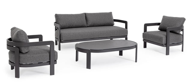 Gartenlounge Set 4er mit Kissen Presley Anthrazit WG21 - ZEN ZONE Furniture