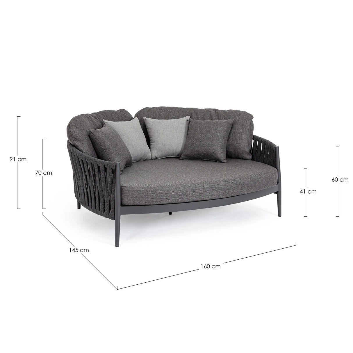 Outdoor Daybed mit Kissen Jacinta Anthrazit WG21 - ZEN ZONE Furniture