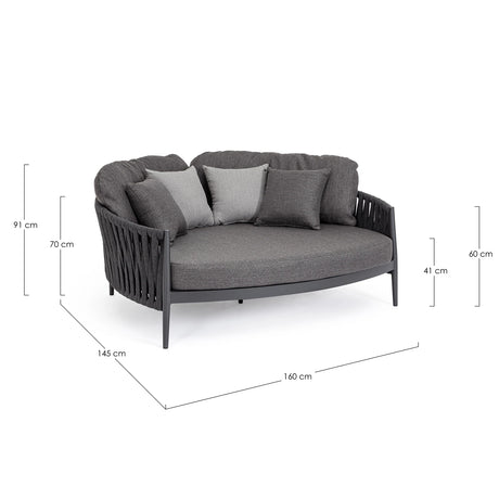 Outdoor Daybed mit Kissen Jacinta Anthrazit WG21 - ZEN ZONE Furniture