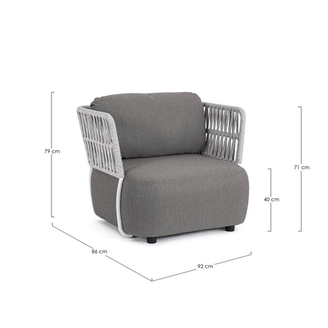 Outdoor Sessel mit Kissen Palmer Weiß/Grau - ZEN ZONE Furniture