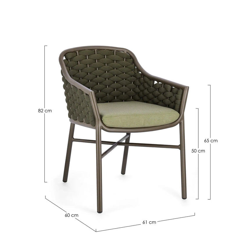 Gartenstuhl mit Armlehne und Kissen Everly Olive QS24 - ZEN ZONE Furniture