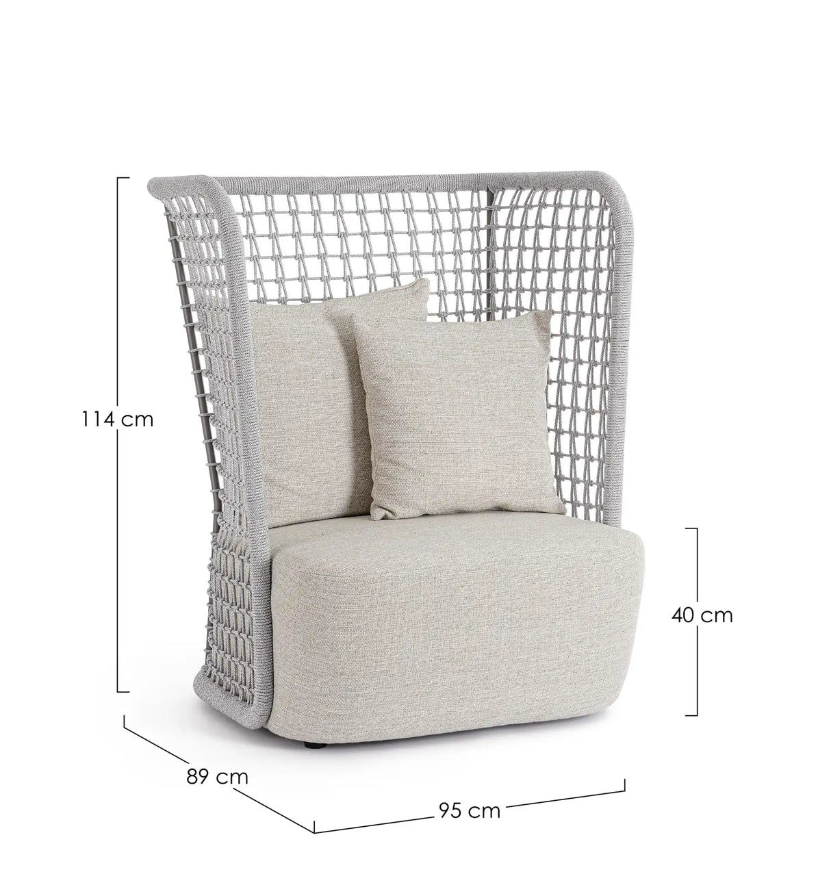 Outdoor Sessel Kollar Artic aus Aluminium und Seil - ZEN ZONE Furniture