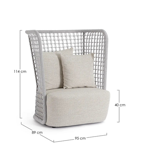 Outdoor Sessel Kollar Artic aus Aluminium und Seil - ZEN ZONE Furniture