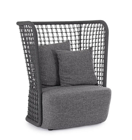 Outdoor Sessel Kollar Anthrazit aus Aluminium und Seil - ZEN ZONE Furniture