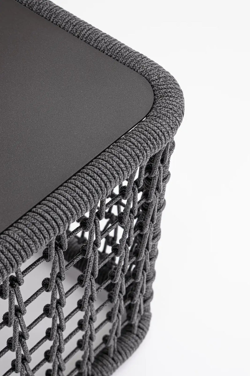 Outdoor Couchtisch Kollar Anthrazit aus Aluminium und Seil 60x60 cm - ZEN ZONE Furniture