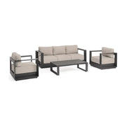 Outdoor 4er-Set Sitzgruppe Moses anthrazit aus Aluminium - ZEN ZONE Furniture