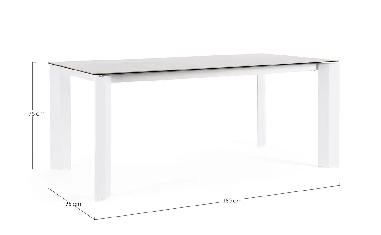 Outdoor Tisch Otavio Weiß WG20 Aluminium mit Keramikplatte 180x95 cm - ZEN ZONE Furniture